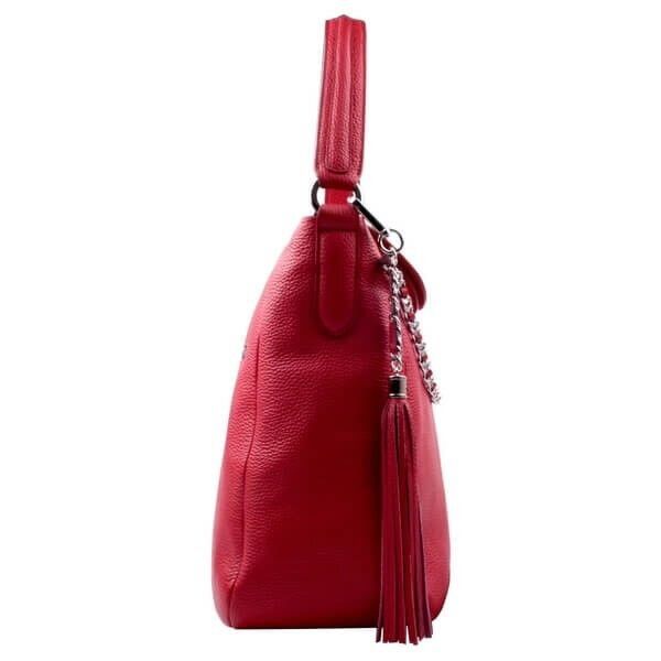 Кожаная красная женская сумка Bucket Valenta, Красный