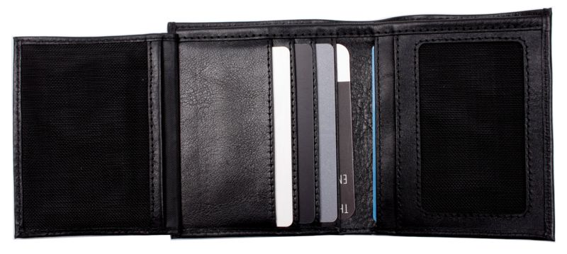 Чоловічий чорний шкіряний гаманець Valenta потрійного складання