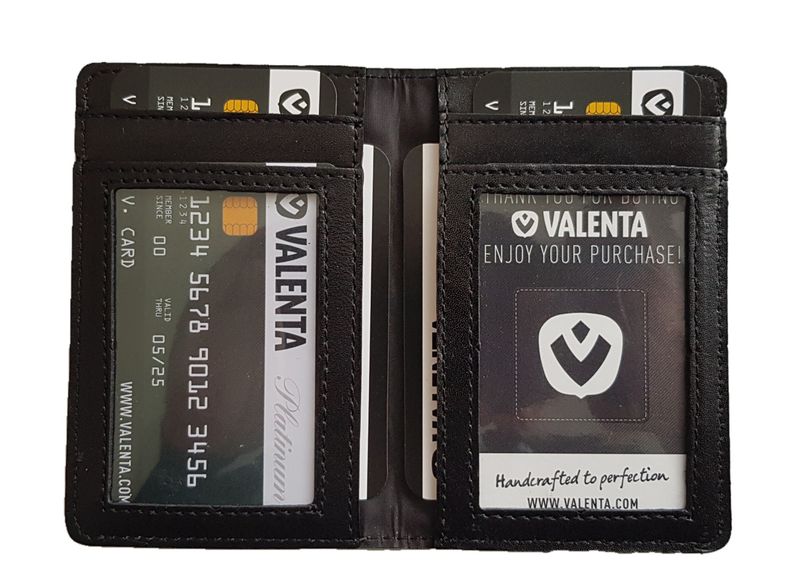 Шкіряна обкладинка для прав, ID паспорта і карток Valenta Чорний