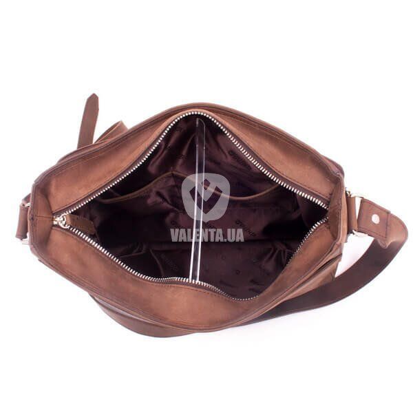 Кожаная коричневая мужская сумка Valenta нубук с карманом, Brown