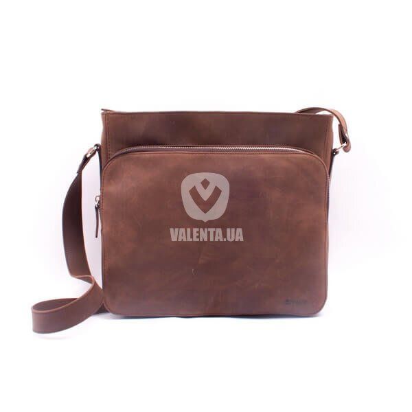 Кожаная коричневая мужская сумка Valenta нубук с карманом, Brown