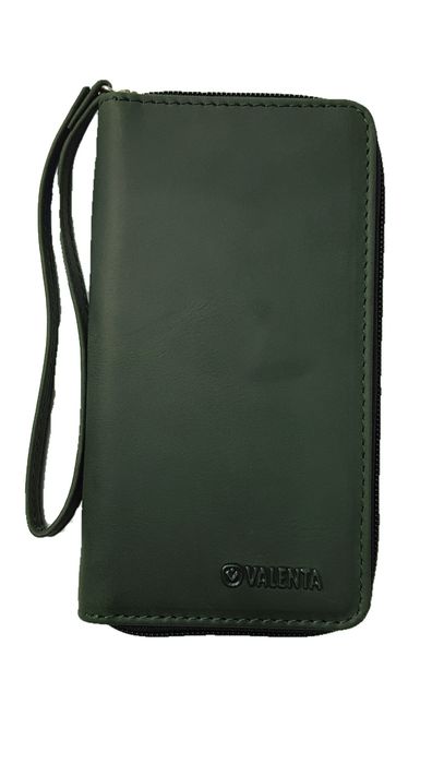 Кожаный футляр на молнии Valenta 1317XL для телефонов до 166x85х15 мм Зеленый, Зелёный