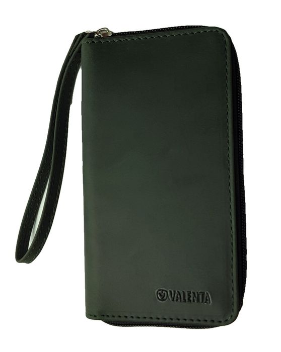 Кожаный футляр на молнии Valenta 1317XL для телефонов до 166x85х15 мм Зеленый, Зелёный