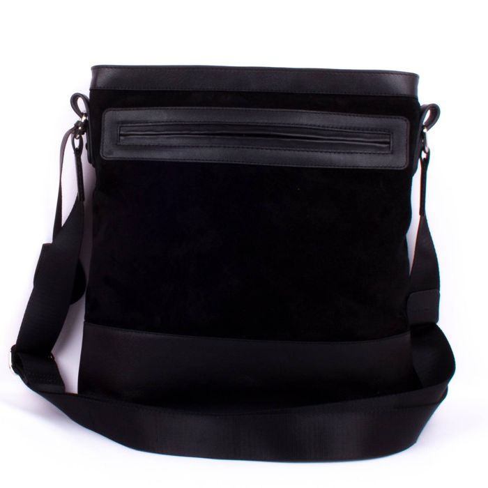Кожаная мужская сумка-планшет Valenta ВМ7026 из замши, Черный