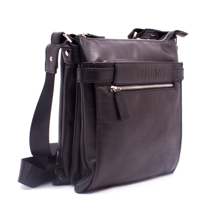 Кожаная мужская сумка на плечо Valenta ВМ7027, Черный