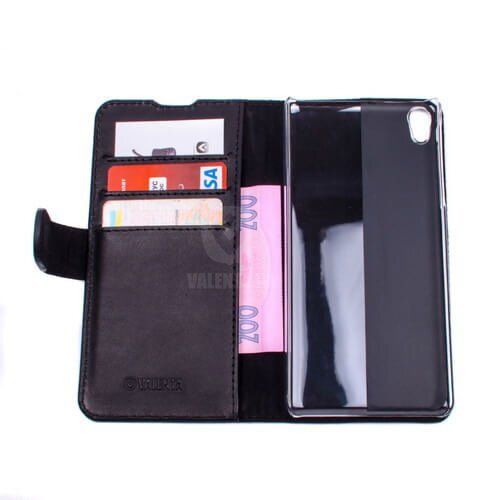 Кожаный черный чехол-книжка Valenta для Sony Xperia E5 (F3311), Чорний