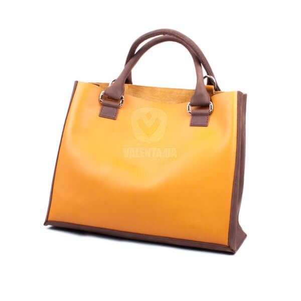 Женская деловая кожаная сумка Valenta коричневая