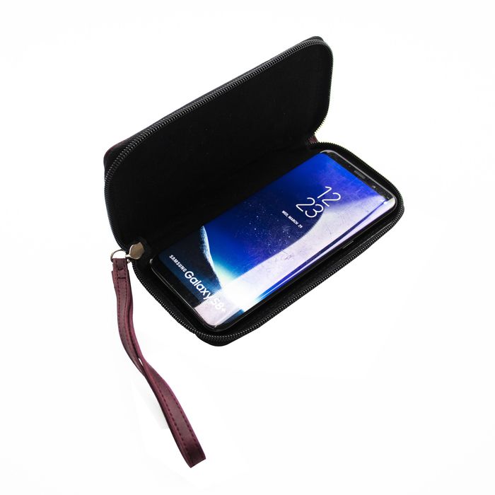 Кожаный футляр на молнии Valenta 1317L для телефонов до 157x77х15 мм Бордовый, Бордовый