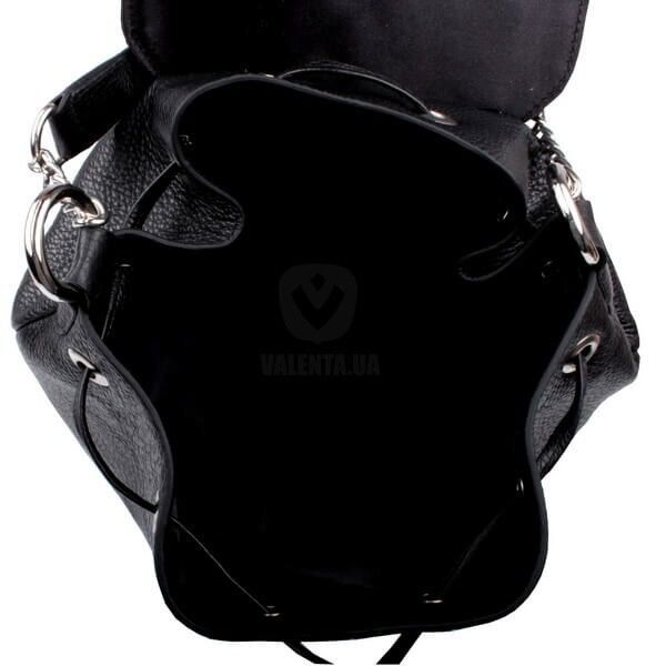 Жіноча чорна шкіряна сумка-рюкзак Valenta флотар + замша