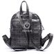 Жіноча чорна шкіряна сумка-рюкзак Valenta з принтом газета
