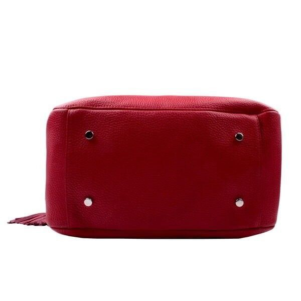 Кожаная красная женская сумка Bucket Valenta, Червоний