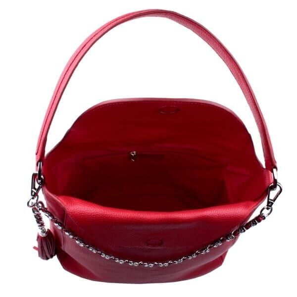 Кожаная красная женская сумка Bucket Valenta, Червоний