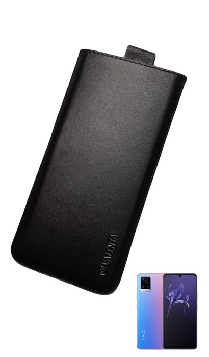 Кожаный чехол-карман VALENTA для Vivo V20 Чёрный, Черный