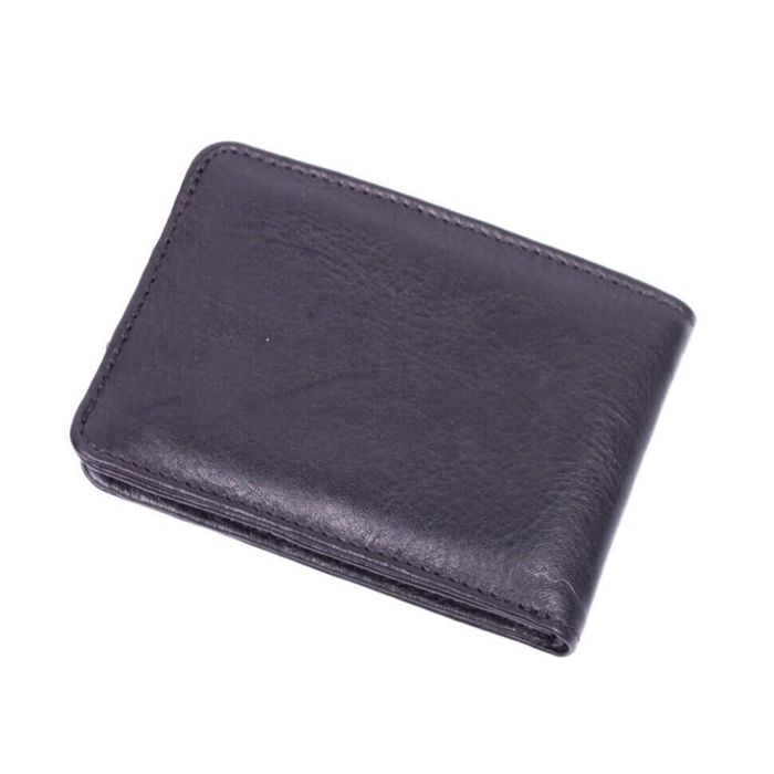 Valenta men's black leather wallet small with a button