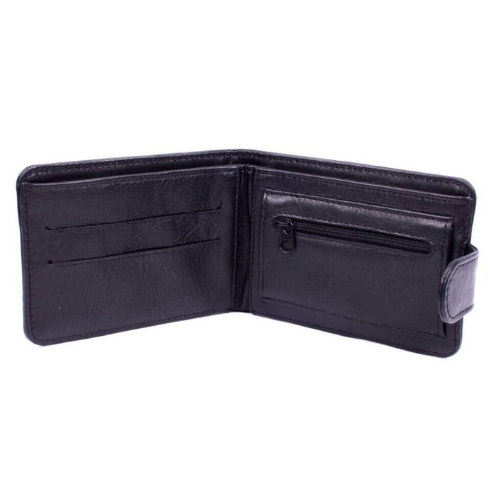 Valenta men's black leather wallet small with a button