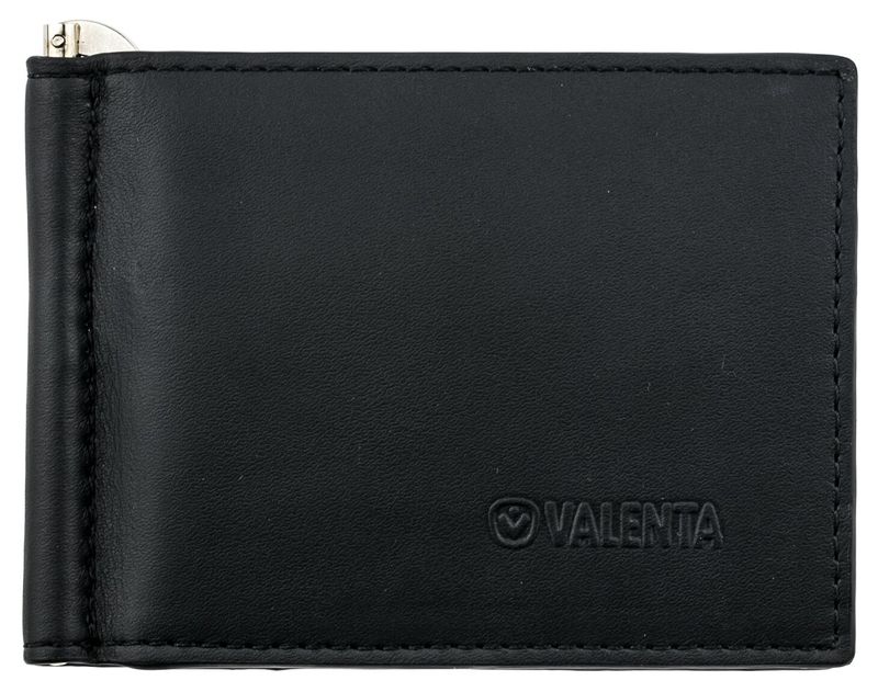 Valenta Mens Leather Money Clip Black Nappa