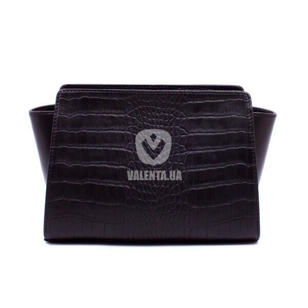 Кожаная женская сумка-трапеция Valenta маленькая, Black Croco