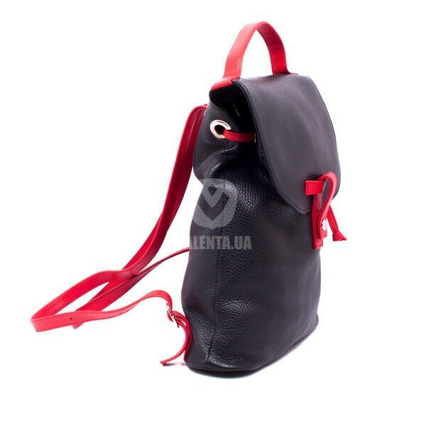 Женская черно-красная кожаная сумка-рюкзак Valenta, Черный