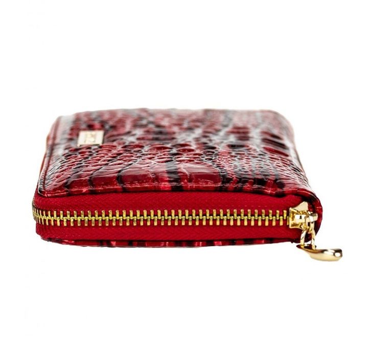 Women's Leather Wallet Rich Valenta Red Crocodile