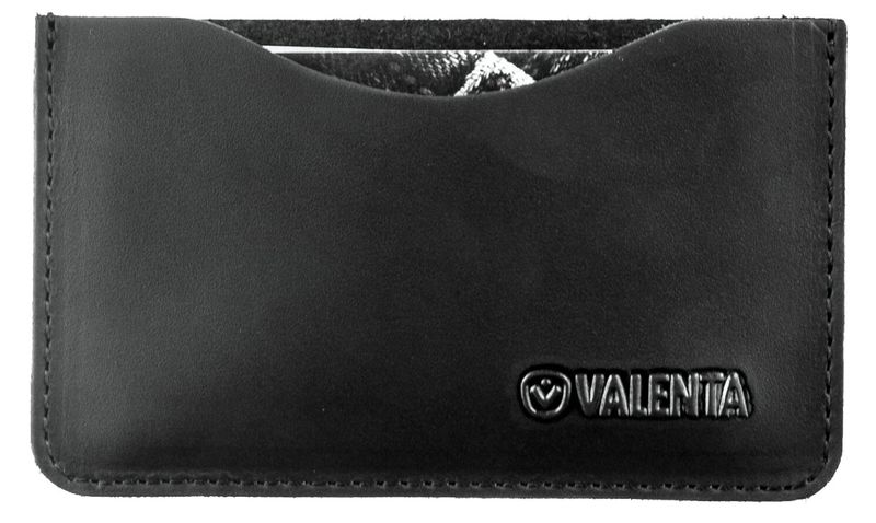 Кожаный чехол Valenta для визиток и карточек, ОК811, Черный