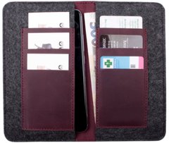 Кожаный чехол-кошелек Valenta для Apple iPhone 6 Plus/7Plus/8 Plus Бордовый