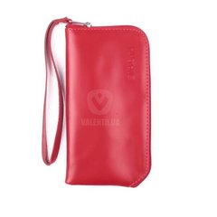 Универсальный красный кожаный чехол Valenta на молнии размер S, Красный