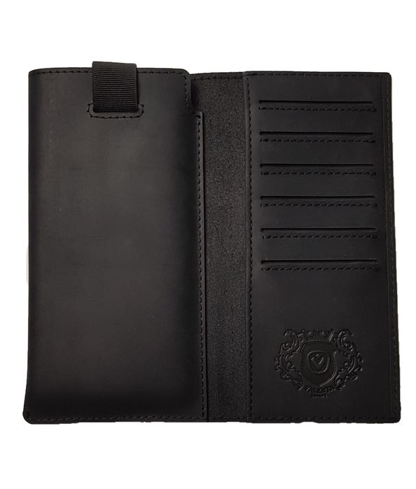 Шкіряний чохол-гаманець 1301iP7p Valenta для телефонів до 160х78х8 мм Чорний, Чорний