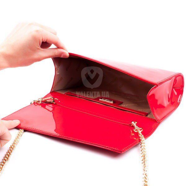 Women's leather clutch on the shoulder red patent