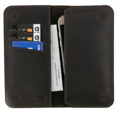 Шкіряний чохол-гаманець Valenta для телефонів до 160х82х15 мм. Коричневий, Crazy Horse
