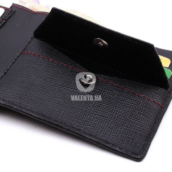 Valenta men's black leather wallet with red stitching
