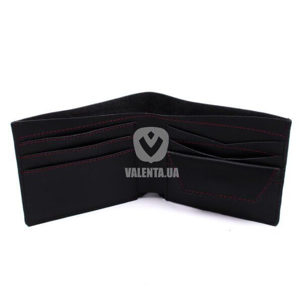 Valenta men's black leather wallet with red stitching
