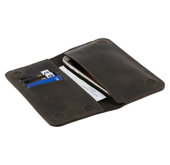 Шкіряний чохол-гаманець Valenta для телефонів до 160х82х15 мм. Коричневий, Crazy Horse