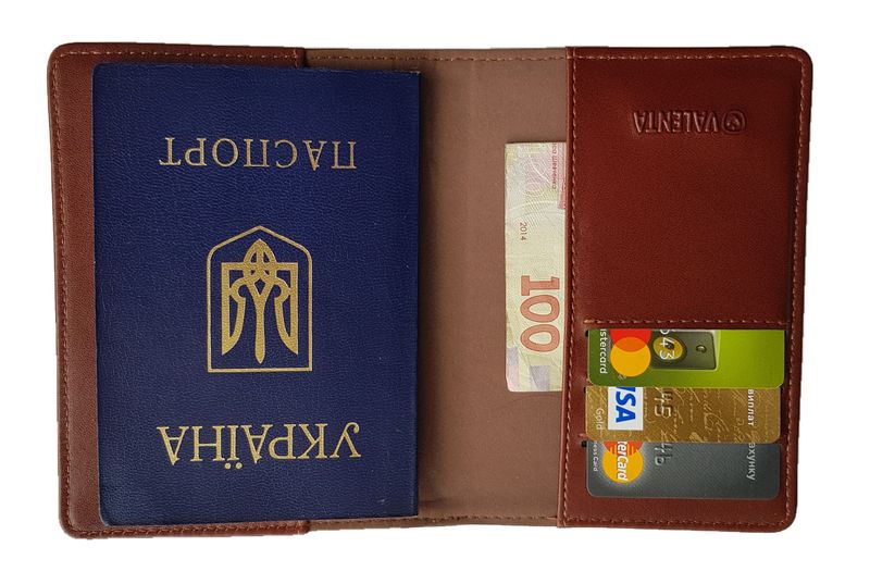 Обложка для паспорта Valenta Passport Cover Premium , ОУ27181, Рыжий