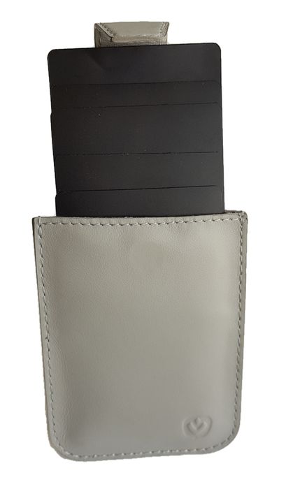 Кожаный кардхолдер ОК167 Valenta Premium Серый