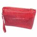 Valenta women's red leather cosmetic bag with a strap, crocodile embossing