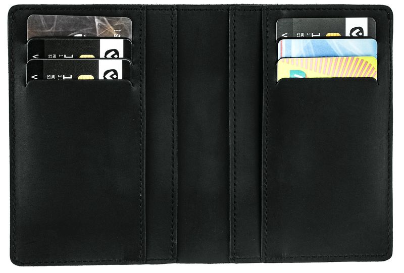 Чоловічий чорний шкіряний гаманець з відділом для паспорта Valenta