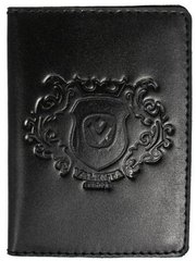 Кожаная черная обложка для водительских прав или ID паспорт , ОУ176541, Черный