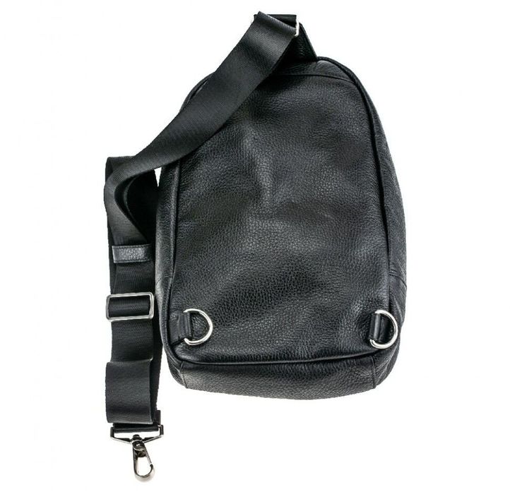 Городской мужской кожаный рюкзак от VALENTA ВМ7078 Чёрный, The black