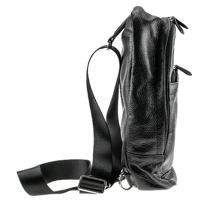 Городской мужской кожаный рюкзак от VALENTA ВМ7078 Чёрный, Черный