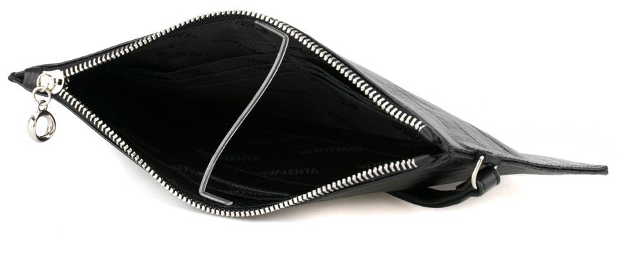 Valenta Women's Leather Clutch with Zipper Black Crocodile