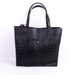 Шкіряна жіноча сумка-тоут Valenta ВЕ6131 Чорний кроко