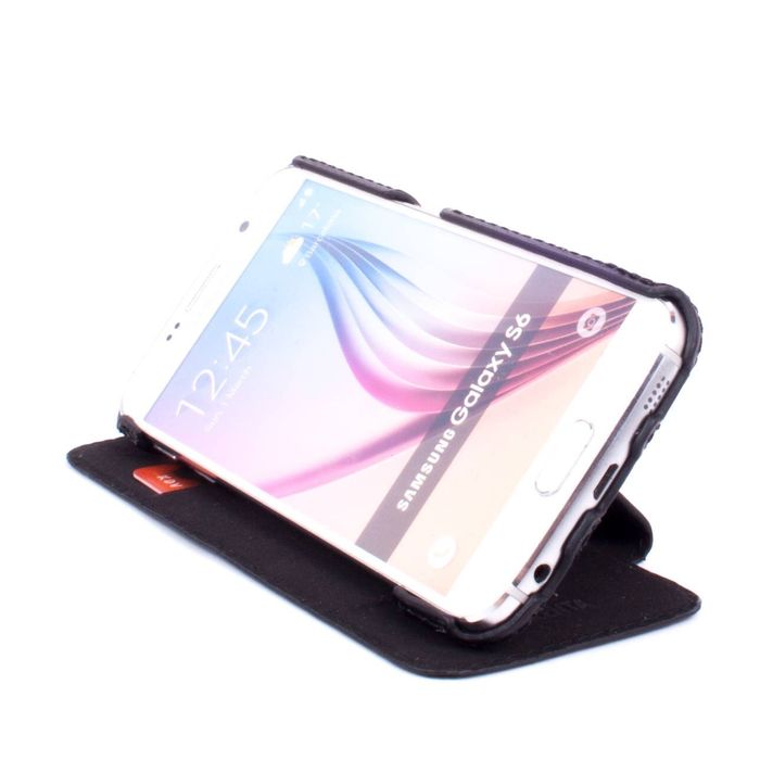 Кожаный чехол-книжка Valenta для Samsung Galaxy S6 G920 с подставкой, The black