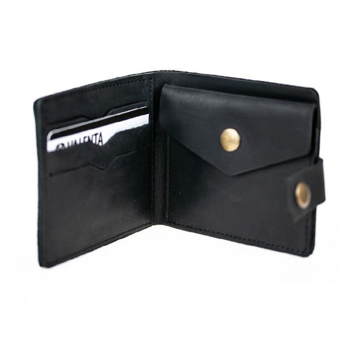 Чоловічий шкіряний гаманець ХР197 з кишенею для монет крейзі хорс Чорний