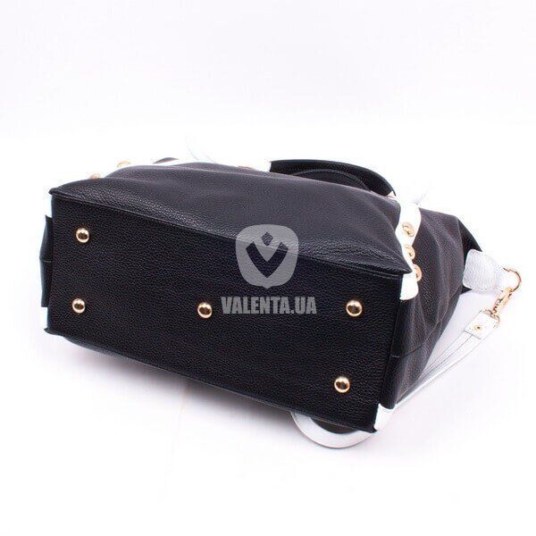 Кожаная черно-белая женская сумка-сундук Valenta, The black
