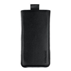 Кожаный чехол-карман Valenta для телефонов с размерами до 162x80x10 мм, Черный