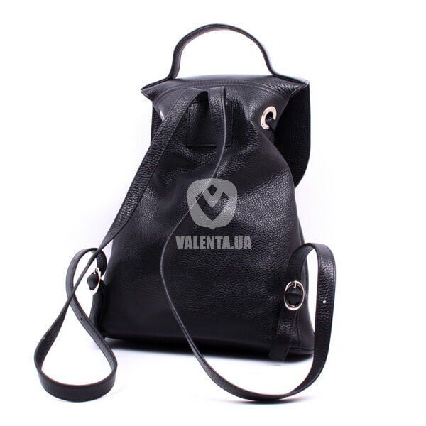 Женская черная кожаная сумка-рюкзак Valenta, The black