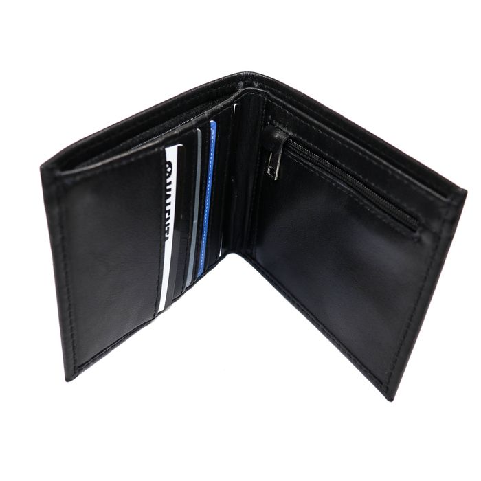 Leather men's wallet Valenta Wallet A7 BlackNappa (Black)