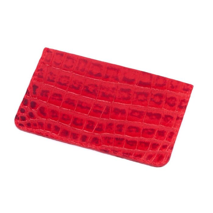Кожаный красный чехол Valenta для визиток и карточек, ОК833, Red