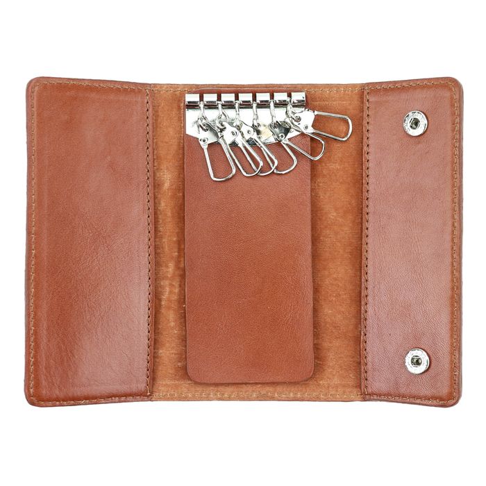 Кожаный коричневый футляр для ключей Valenta финдик, ХК41811, Коричневый