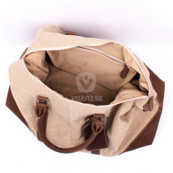 Дорожная сумка Комби Valenta - ткань и коричневый нубук, Brown